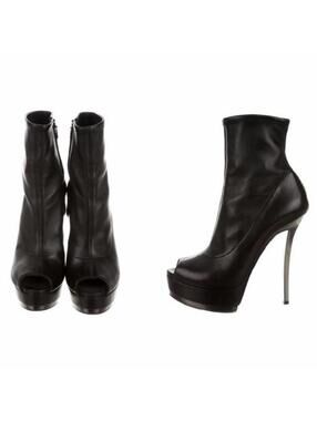 Gucci Black Peep Toe Platform Ankle Booties
